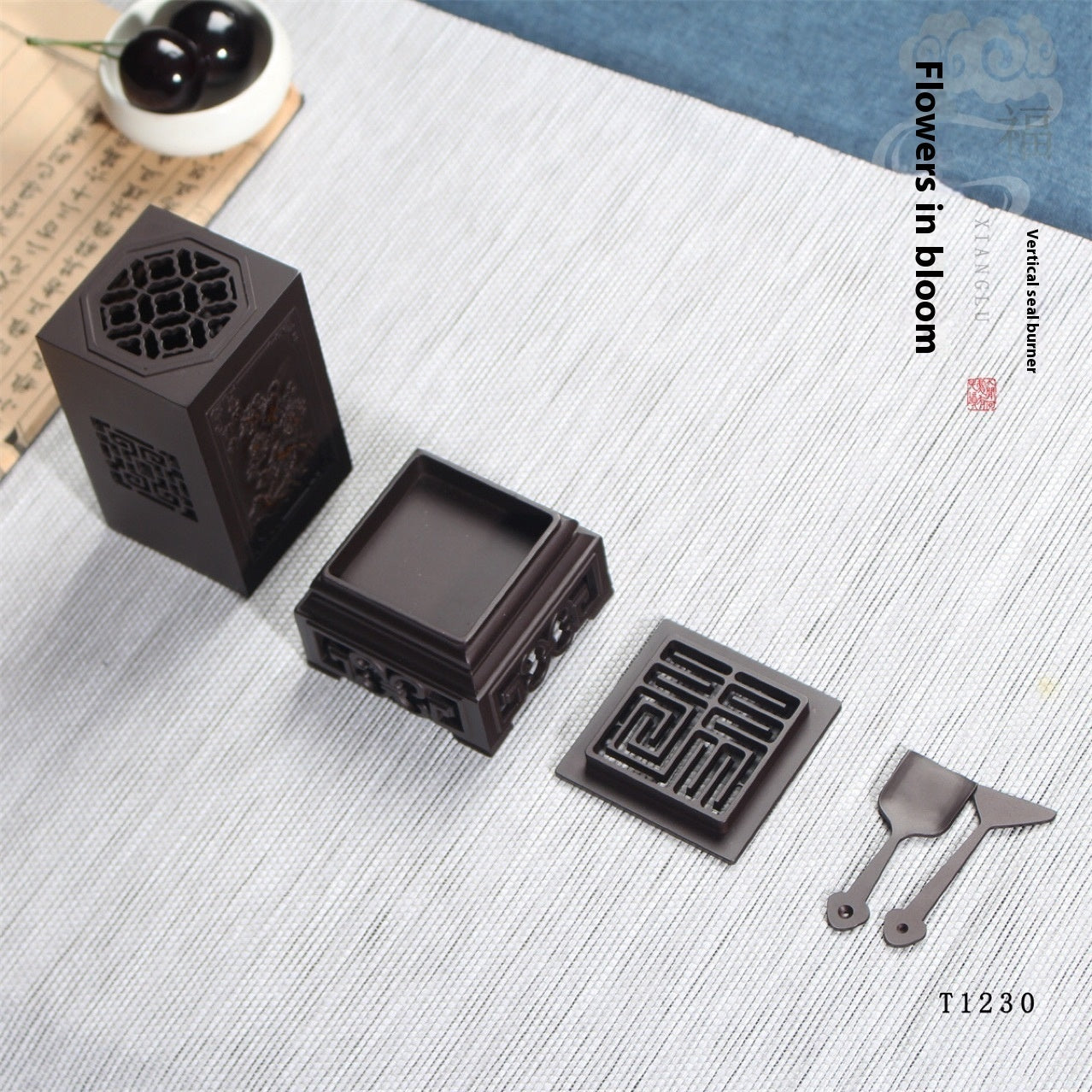 Blooming Flowers And Rich Vertical Incense Censer Set Incense